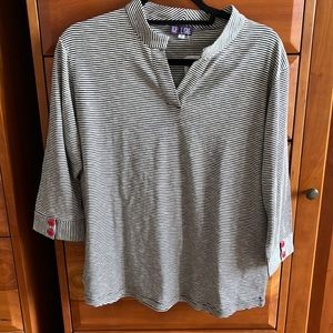 Top Ligne 3/4 Sleeve Top Striped Size Large NWT